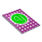 Groene en Paarse Polka Dot Monogram Notitieboek (Rechterzijde)