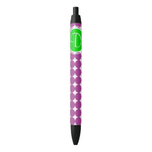 Groene en Paarse Polka Dot Monogram Zwarte Inkt Pen