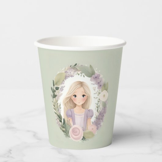 Groene en Paarse Rapunzel Papieren Bekers (Voorkant)