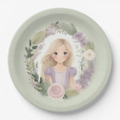 Groene en Paarse Rapunzel Papieren Bordje (Voorkant)