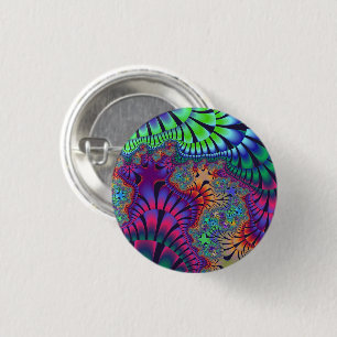Groene en paarse smelt ronde button 3,2 cm