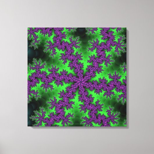 Groene en Paarse Snowflake Canvas Afdruk (Voorkant)