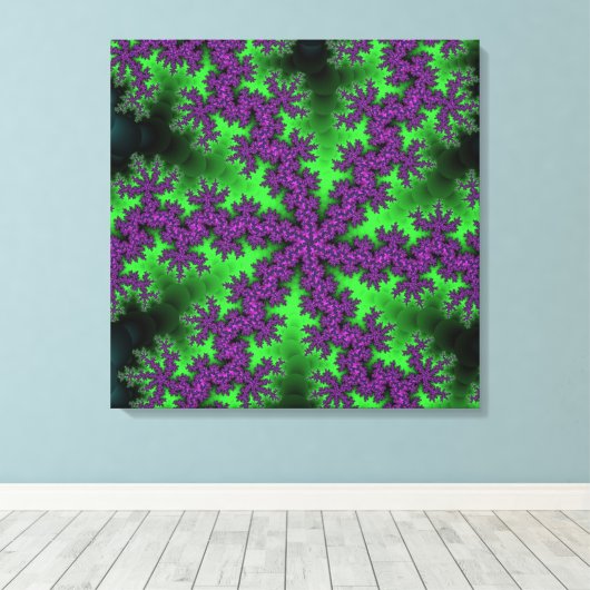 Groene en Paarse Snowflake Canvas Afdruk (Insitu (Houten vloer))