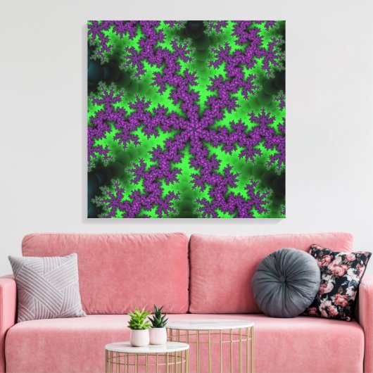 Groene en Paarse Snowflake Canvas Afdruk (Insitu (Woonkamer))