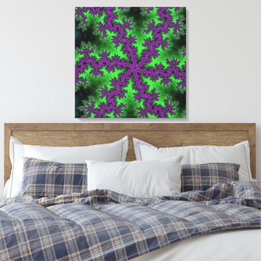 Groene en Paarse Snowflake Canvas Afdruk (Insitu (Slaapkamer))