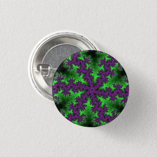 Groene en Paarse Snowflake Ronde Button 3,2 Cm (Voorkant /achterkant)