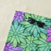 Groene en Paarse stenen bloemen Strandlaken (In situ)