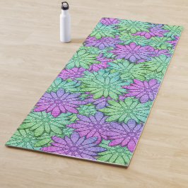 Groene en Paarse stenen bloemen Yogamat