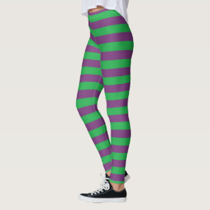 Groene en Paarse strepen Leggings