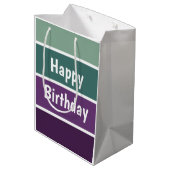 Groene en Paarse strepen Medium Cadeauzakje (Achterkant Gekanteld)