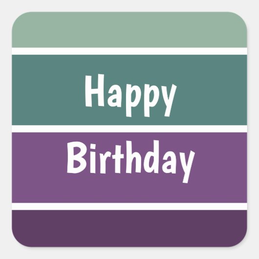 Groene en Paarse strepen Vierkante Sticker (Voorkant)