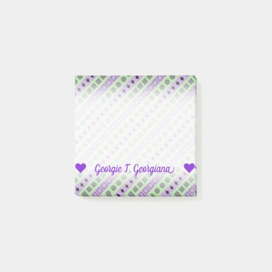 Groene en Paarse strepen; vierkantjes, diamanten,  Post-it® Notes (Voorkant)