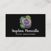 Groene en Paarse Succulenten Tuinachtige Planten Visitekaartje (Voorkant)