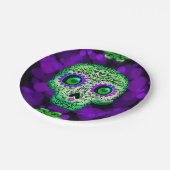 Groene en Paarse Suiker-halloween Partij Papieren Bordje (Gekanteld)