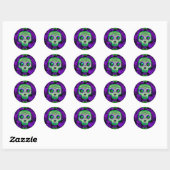Groene en Paarse Suiker-halloween Partij Ronde Sticker (Vel)