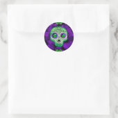 Groene en Paarse Suiker-halloween Partij Ronde Sticker (Tas)