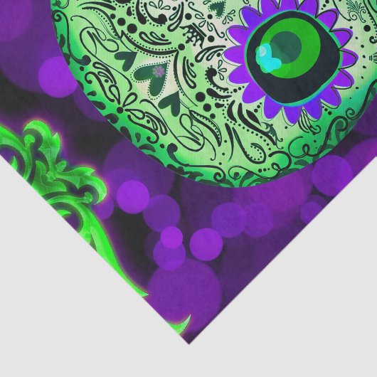 Groene en Paarse Suiker-halloween Partij Tissuepapier (Detail)