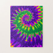 Groene en paarse Tie Dye spiraal Legpuzzel (Verticaal)