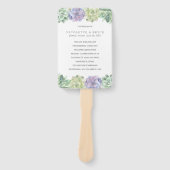 Groene en Paarse Vetplanten Trouwprogramma Handwaaier (Voorkant)