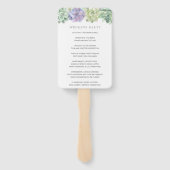 Groene en Paarse Vetplanten Trouwprogramma Handwaaier (Achterkant)