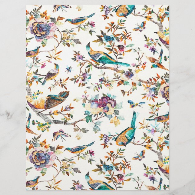 Groene en paarse vintage vogels (Voorkant)