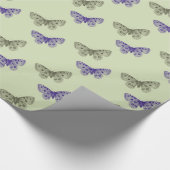 Groene en Paarse Vlinders Cadeaupapier (Hoek)