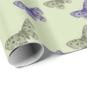 Groene en Paarse Vlinders Cadeaupapier (Rol Hoek)