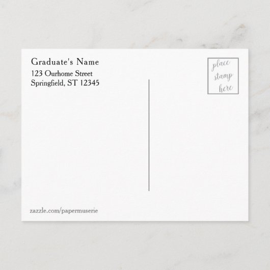 Groene en Paarse Waterverf Afstuderen Opslaan Datu Briefkaart (Achterkant)