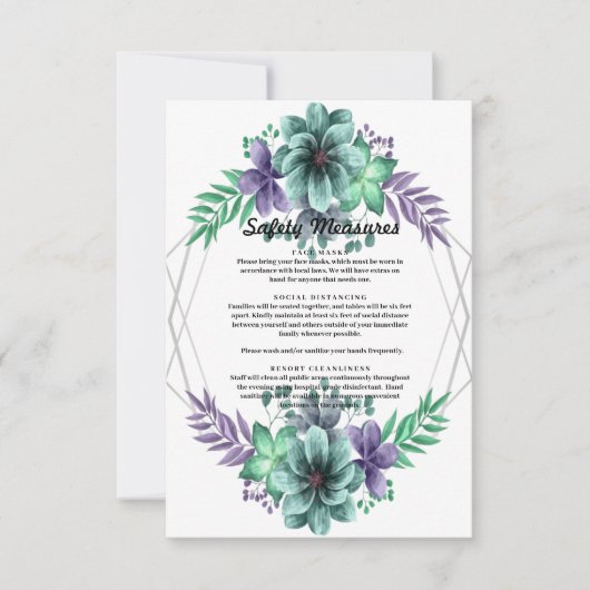 Groene en Paarse Waterverf Bloemen Veiligheidsmaat Bedankkaart (Voorkant)