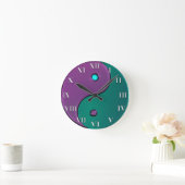 Groene en Paarse Yin-Yang Roman Numeral Clock Ronde Klok (Huis)