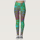 Groene en paarse Zebra print Leggings (Voorkant)
