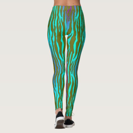 Groene en paarse Zebra print Leggings (Achterkant)