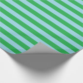 Groene en Pastel Blauwe Strepen Cadeaupapier (Hoek)