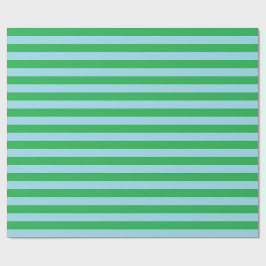 Groene en Pastel Blauwe Strepen Cadeaupapier (Vlak)