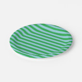 Groene en Pastel Blauwe Strepen Papieren Bordje (Gekanteld)