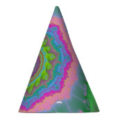 Groene en Perzige Fractal Birthday Feesthoedjes (Rechts)