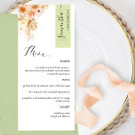 Groene en Perzikblindheid die met de Naam van de G Menu<br><div class="desc">Waarom besteed op zijn plaats kaarten en menukaarten wanneer u een elegant All-in-one elegant Menu kunt hebben dat met elke gastnaam wordt gepersonaliseerd! Een modern, eenvoudig en elegant ontwerp met uitstekende waterverf florale details in een prachtig mengsel van perzikkleurige, oranje, zwarte, stoffige rozen, crème en champagnekleurige tinten. Moderne handgeschreven kalligrafie-elementen....</div>