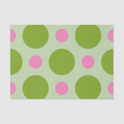 GROENE EN PINK GROTE POLKA DOTS TISSUEPAPIER (Voorkant)