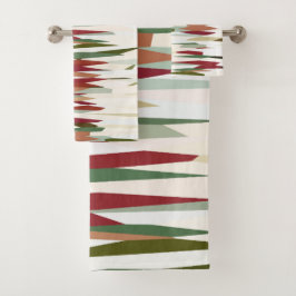 groene en rode Abstracte strepen Bad Handdoek