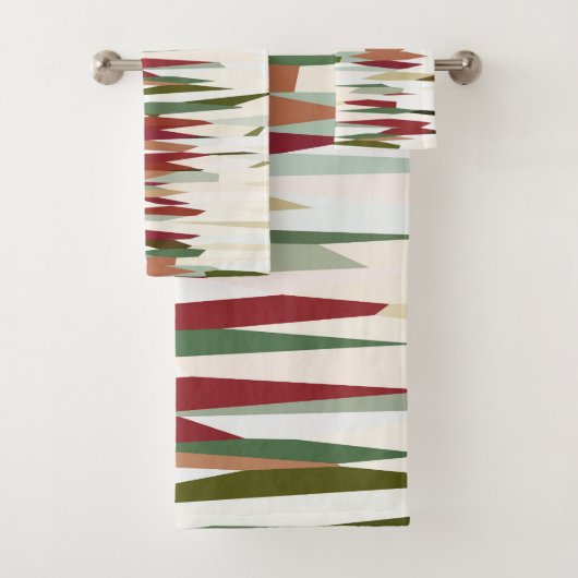 groene en rode Abstracte strepen Bad Handdoek (Insitu)