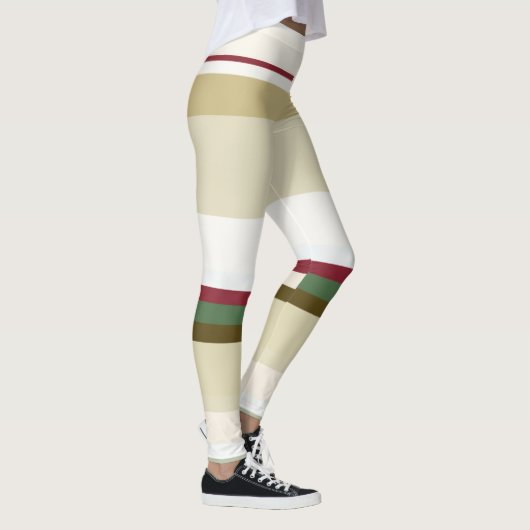 groene en rode Abstracte strepen Leggings (Rechts)