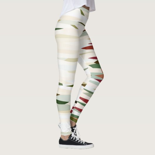 groene en rode Abstracte strepen Leggings (Rechts)