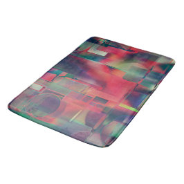 Groene en rode afbeeldingen lagen en een lichte wa badmat