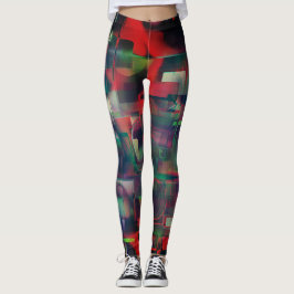 Groene en rode afbeeldingen lagen en een lichte wa leggings