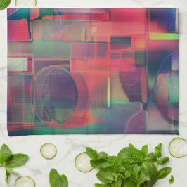 Groene en rode afbeeldingen lagen en een lichte wa theedoek