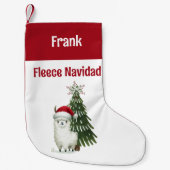 Groene en rode Alpaca Fleece Navidad Kleine Kerstsok (Voorkant)