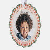 Groene en rode aquarel gelukkige fringe cirkel ornament kaart (Links)