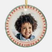 Groene en rode aquarel Happy Fringe-foto Keramisch Ornament (Voorkant)