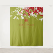 Groene en rode bamboe laat de Chinese bruiloft ach Wandkleed (Voorkant)