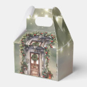 Groene en rode bes versierde deur licht Kerstmis Bedankdoosjes (Achterkant)